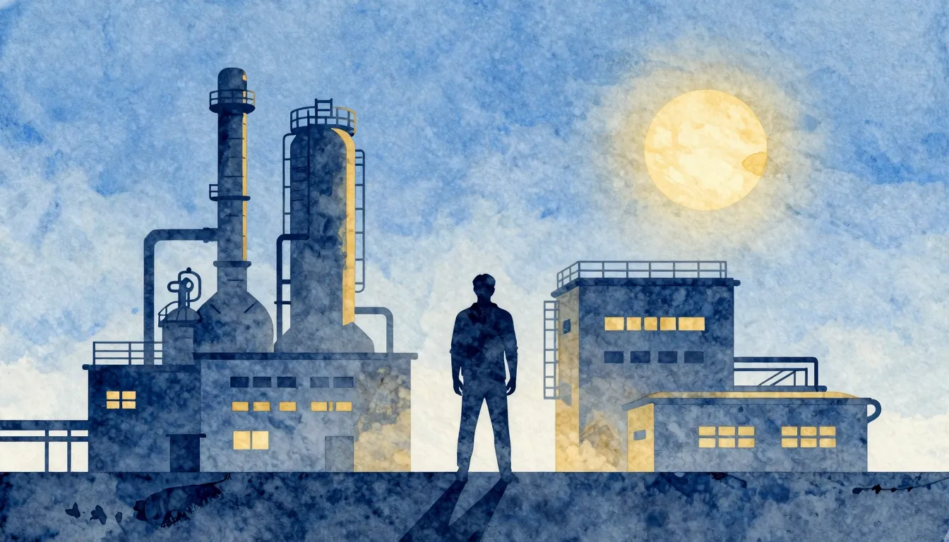 Watercolor style. A silhouette of a man standing in front of...