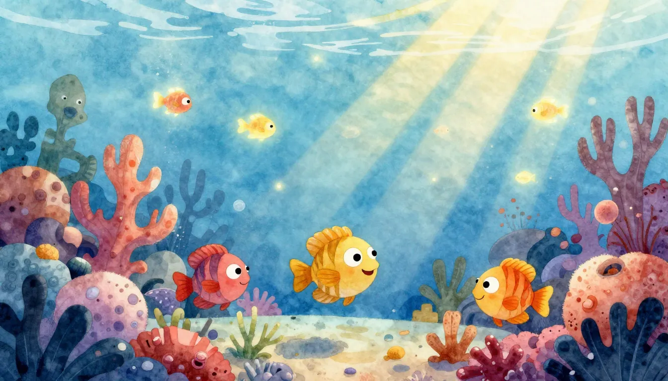 Watercolor style. Children's book illustration, magical unde...