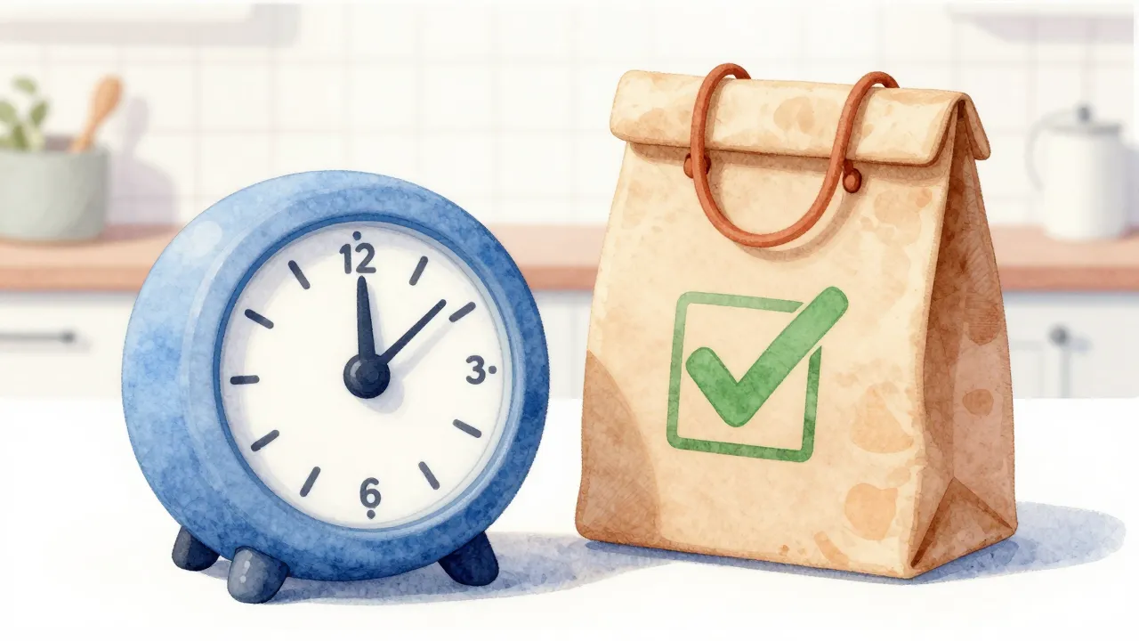 Watercolor style. A stylized bright kitchen timer next to a ...
