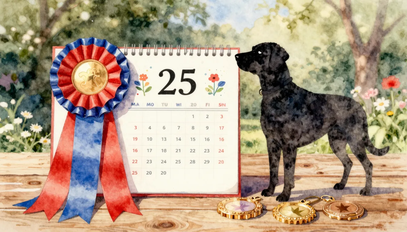 Watercolor style. A festive outdoor scene with a large dog s...