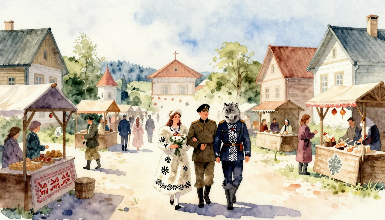 Watercolor style. Bilibin style watercolor. Russian Empire v...