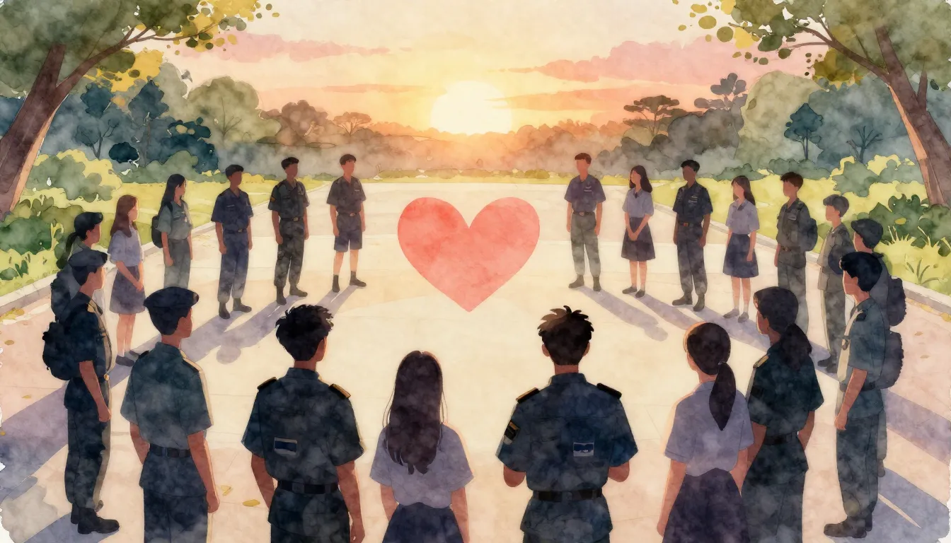 Watercolor style. Silhouettes of teenagers standing together...