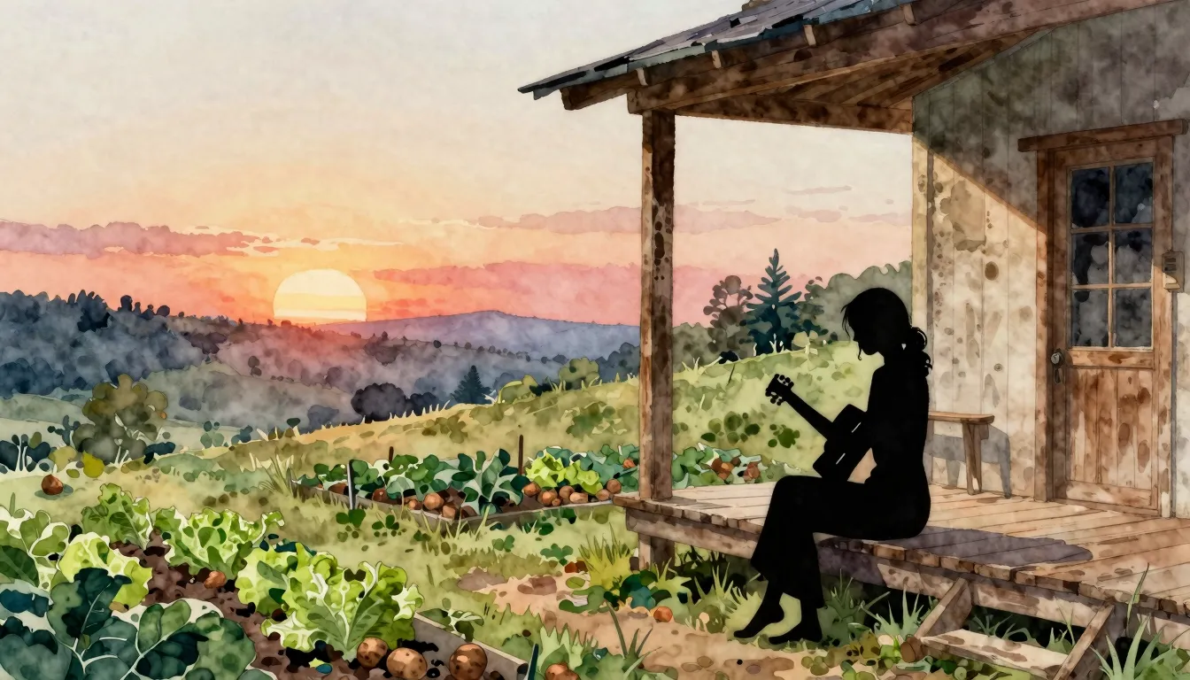 Watercolor style. A silhouette of a thin woman sitting on a ...