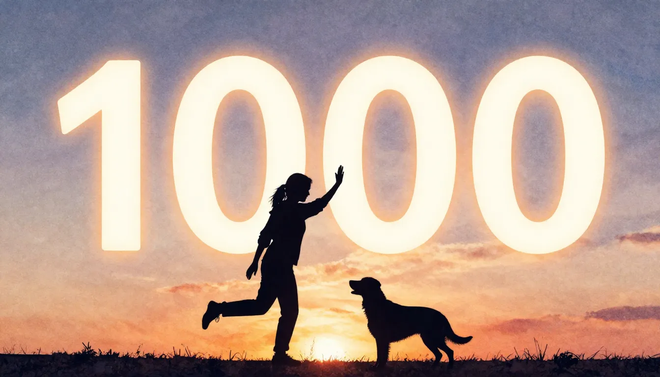 Watercolor style. A silhouette of a person and a dog giving ...