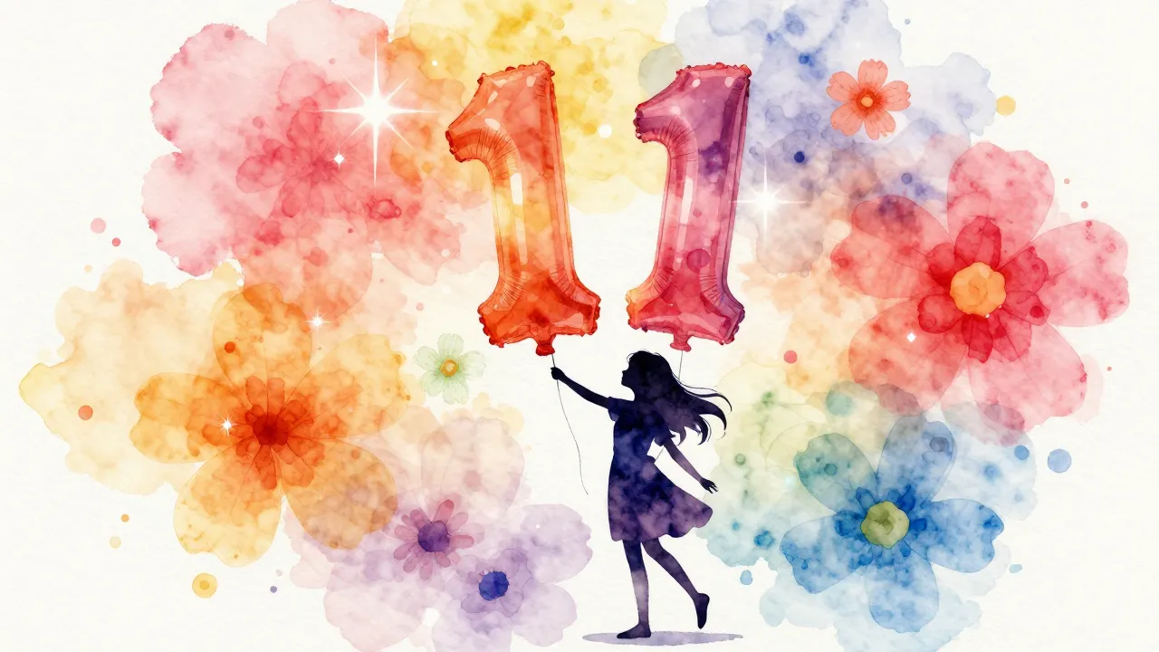 Watercolor style. A silhouette of a girl holding a large bal...