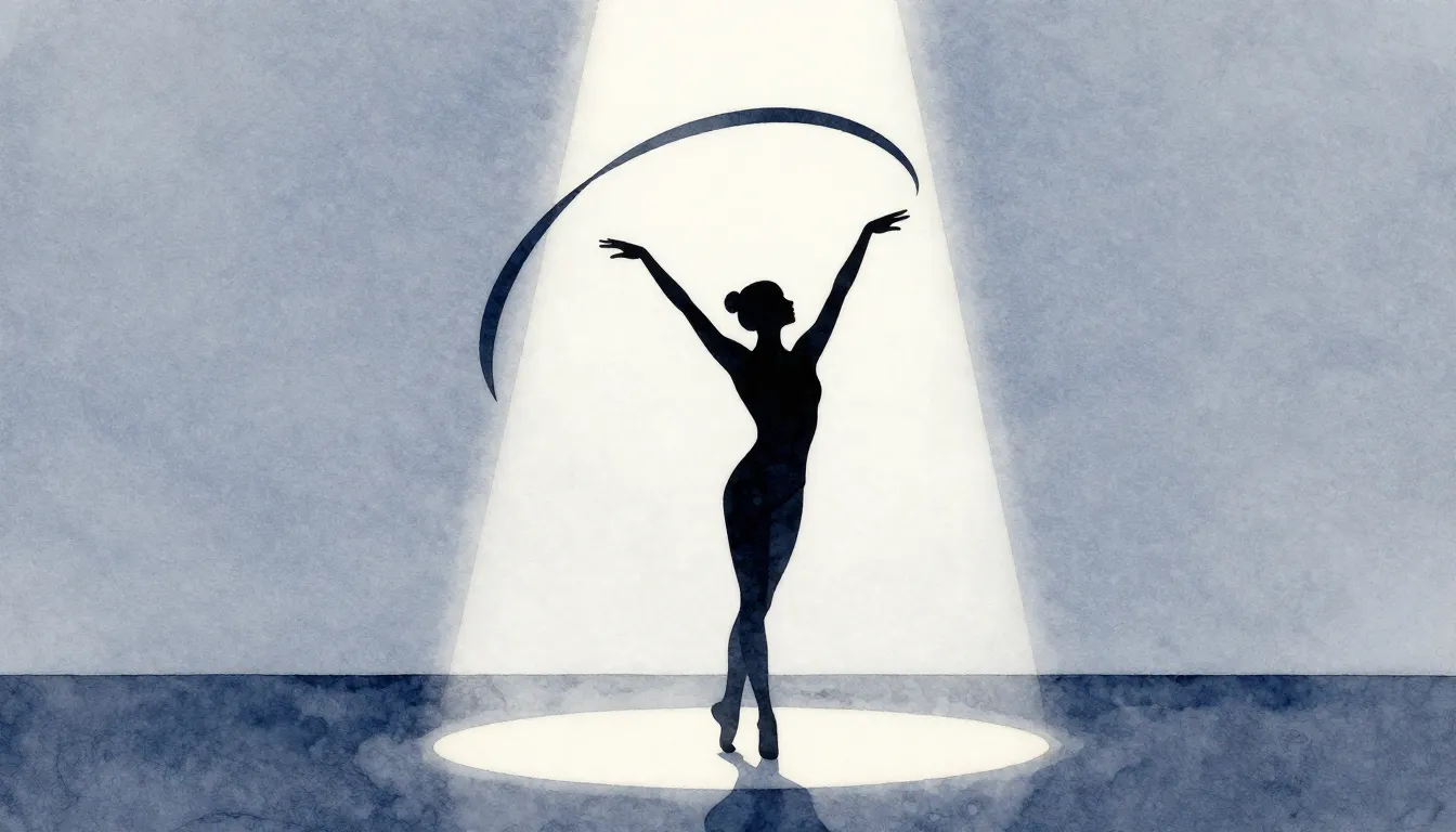 Watercolor style. Minimalist silhouette of a rhythmic gymnas...