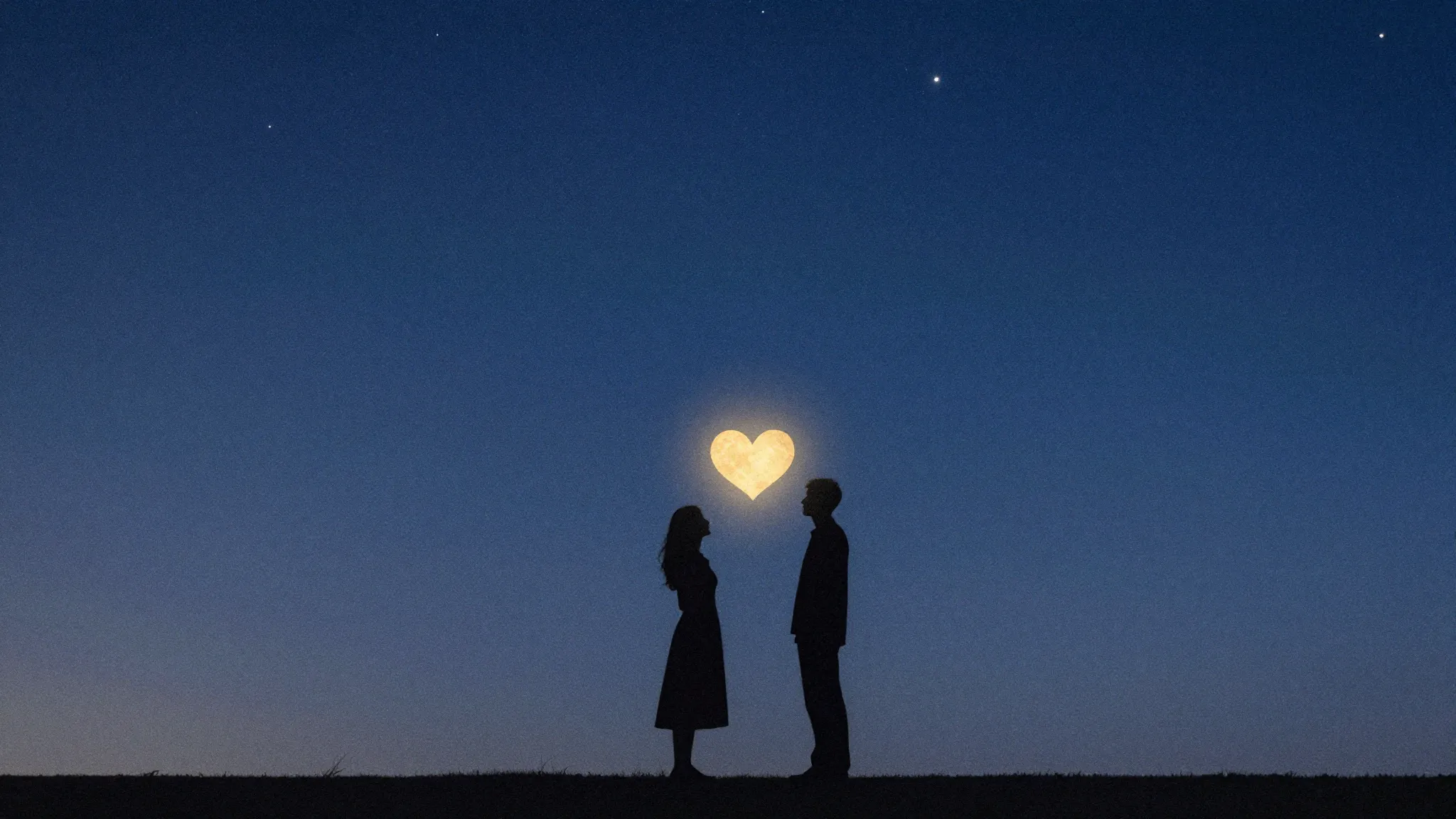 Watercolor style. Silhouette of a couple standing under a va...