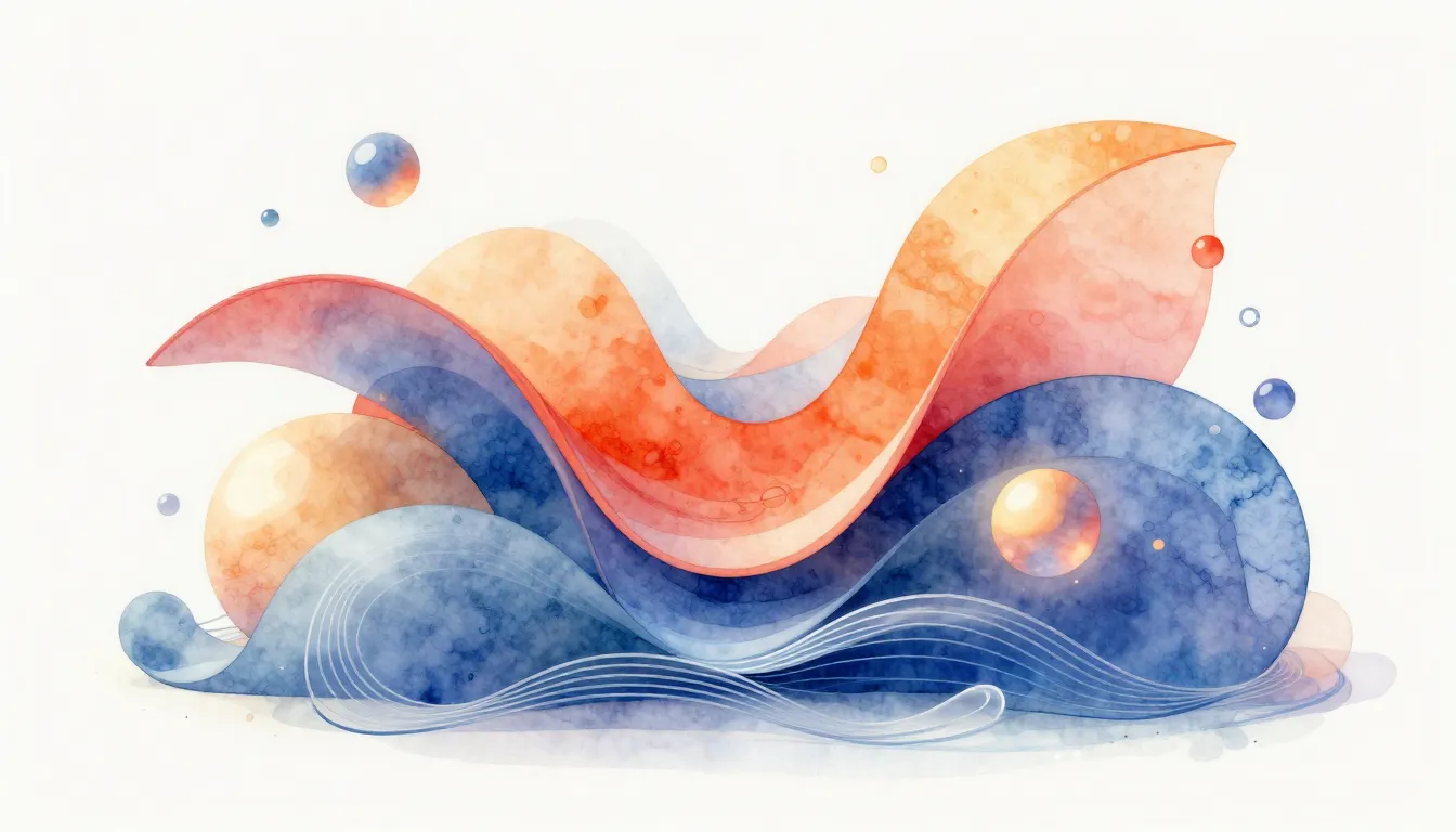Watercolor style. Abstract 3D composition with vibrant flowi...