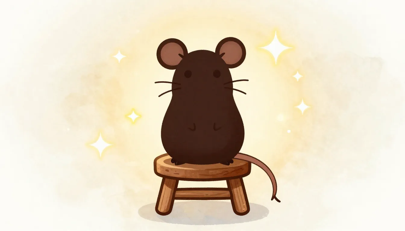 Watercolor style. A cute stylized silhouette of a small rat ...