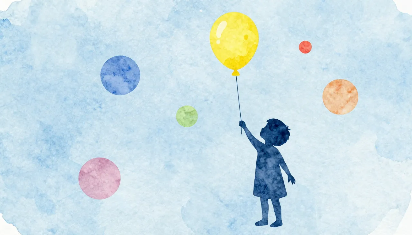 Watercolor style. A minimalist silhouette of a child reachin...