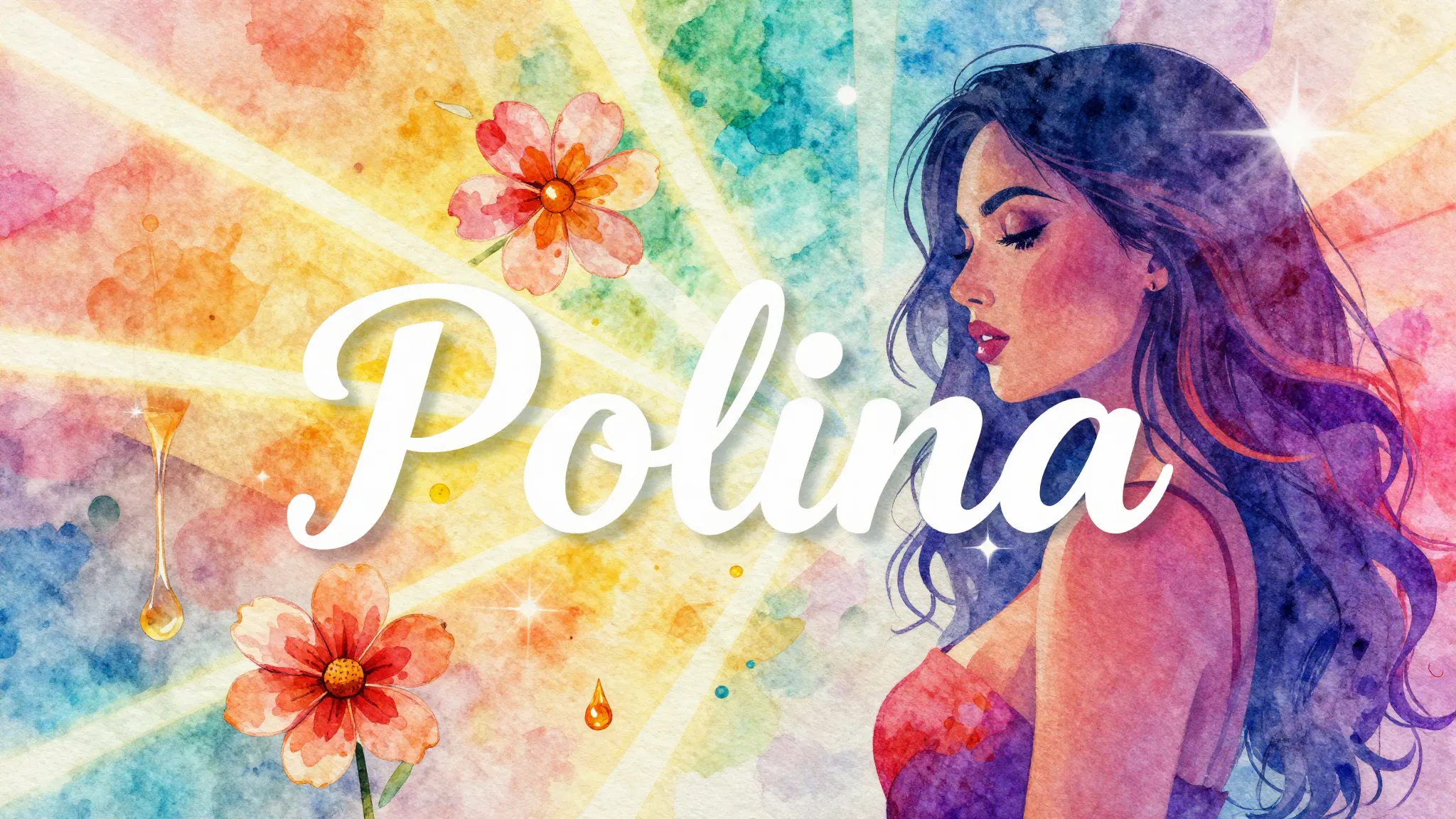 Vibrant watercolor style. Hip-hop album cover for "Polina": ...