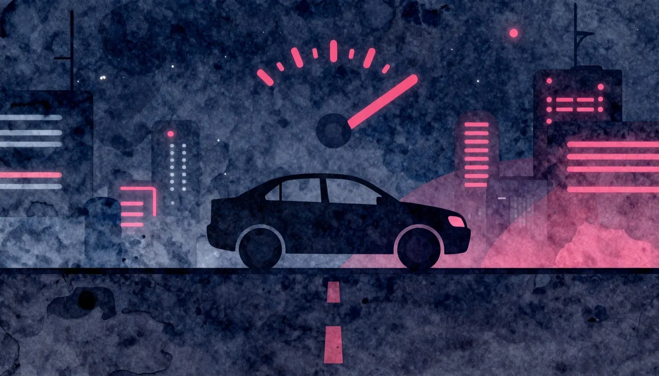 Watercolor style. A silhouette of a car with an empty fuel g...