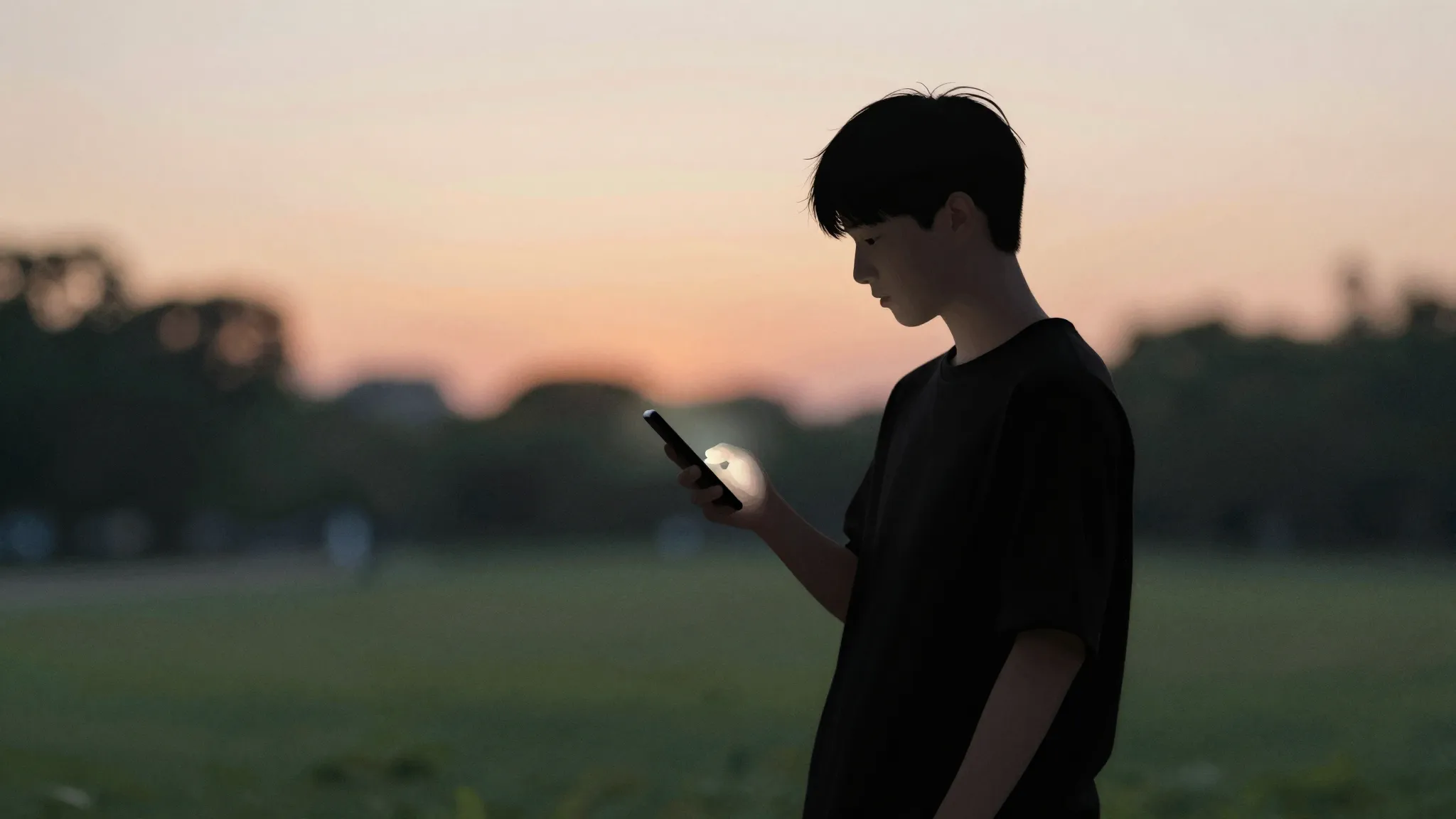 Watercolor style. Minimalist silhouette of a teenager in a p...