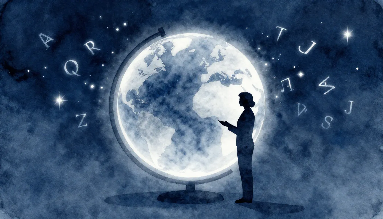 Watercolor style. A silhouette of a teacher standing next to...