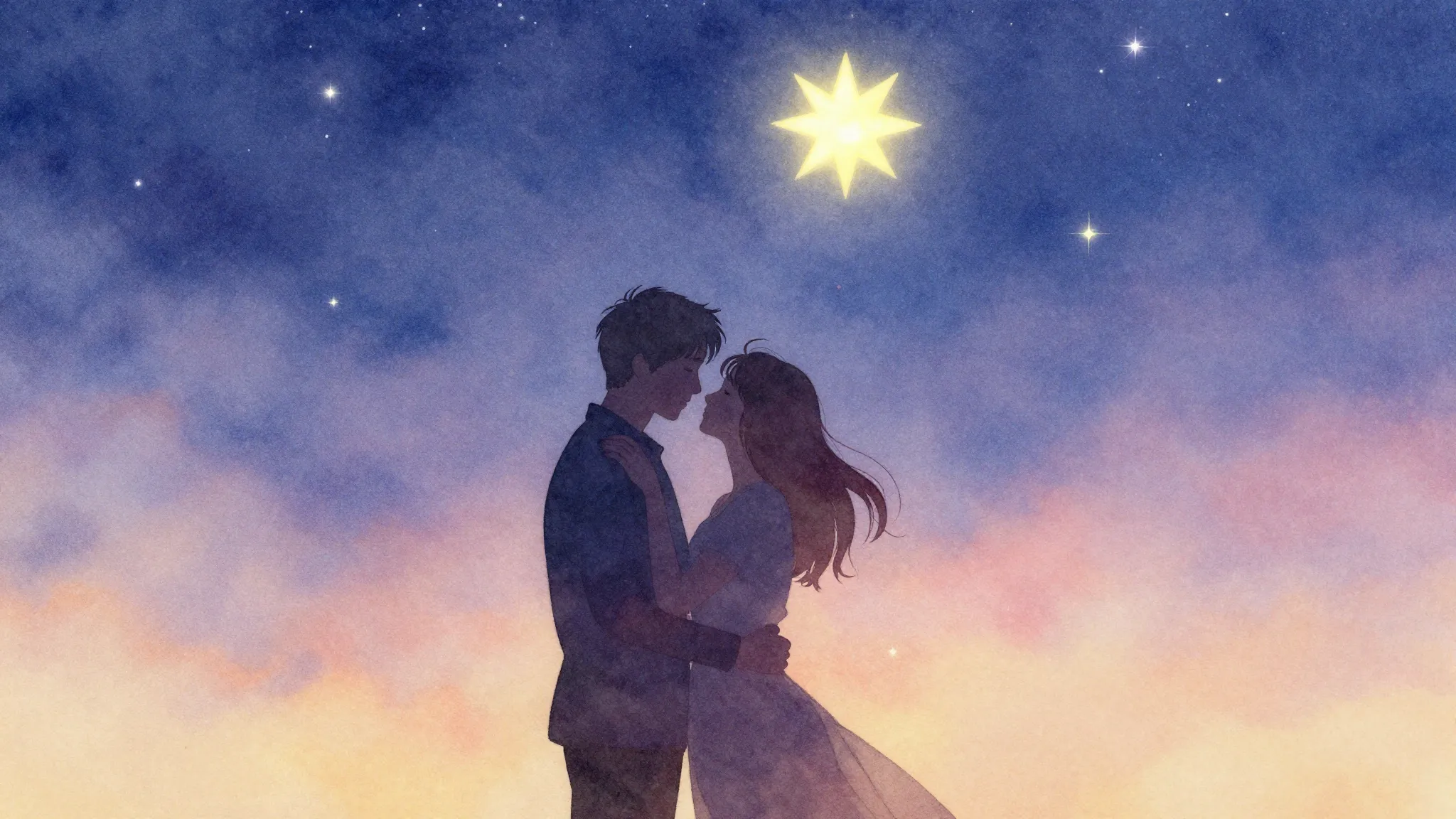 Vibrant watercolor style. Chanson album cover: A silhouette ...