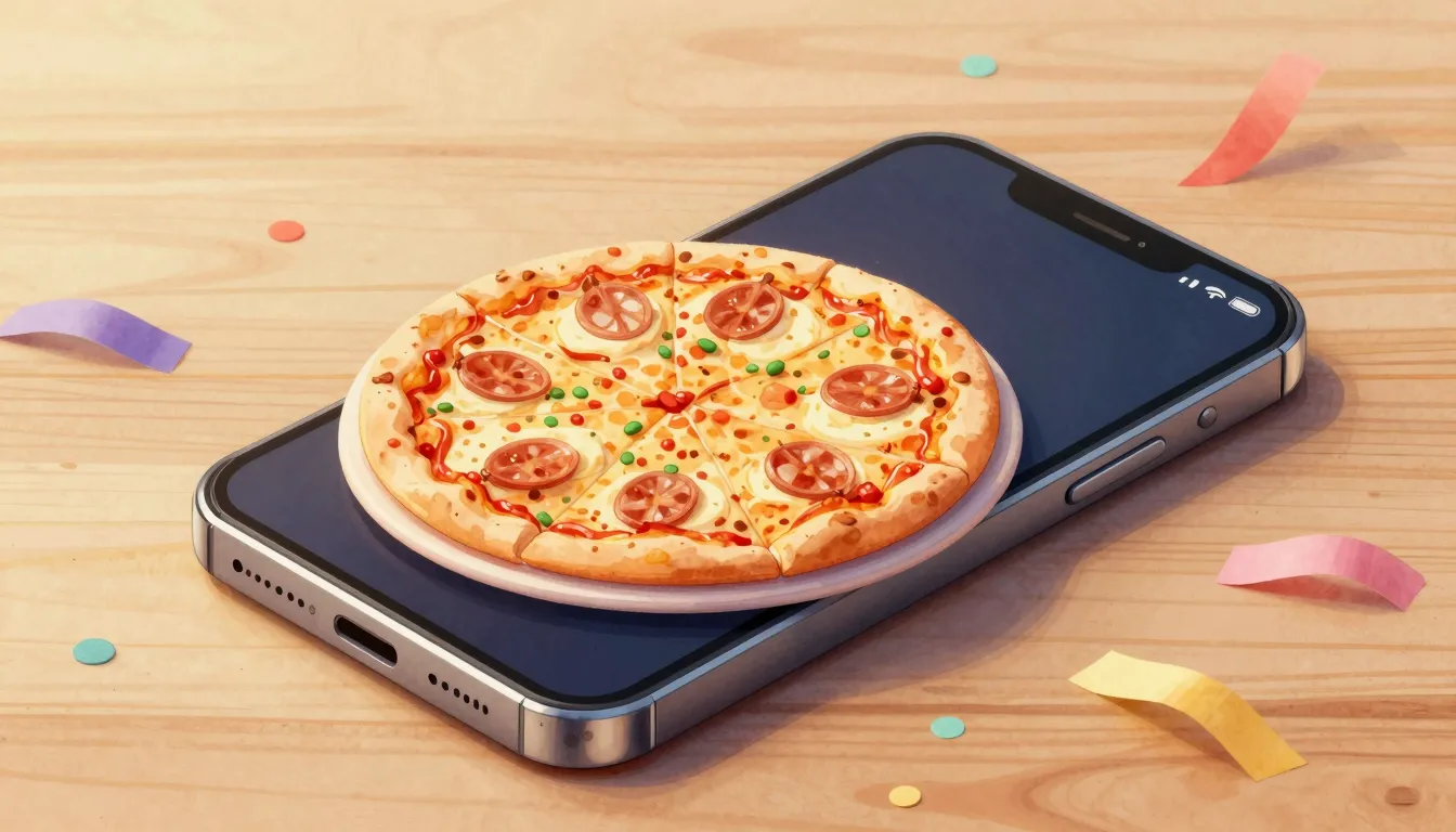 Watercolor style. A modern smartphone lying next to a delici...