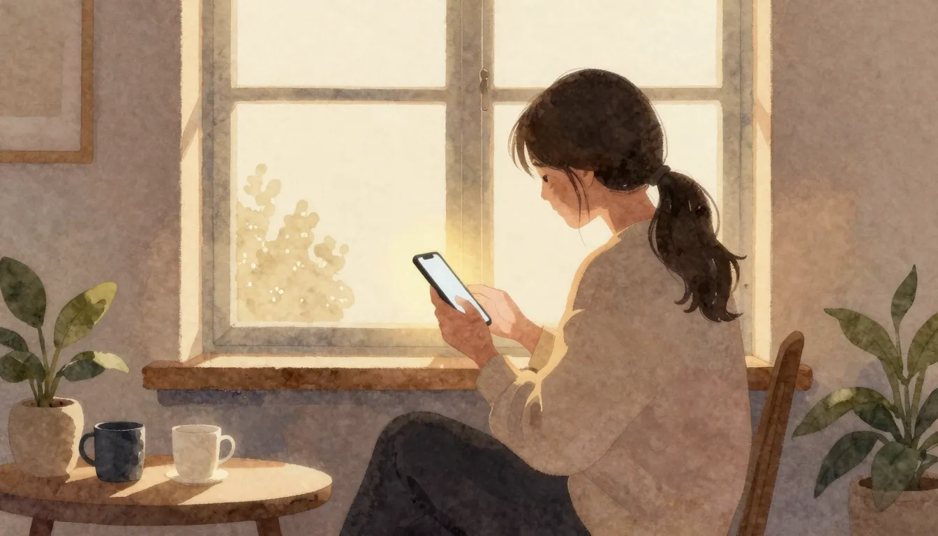 Watercolor style. A warm silhouette of a person sitting by a...