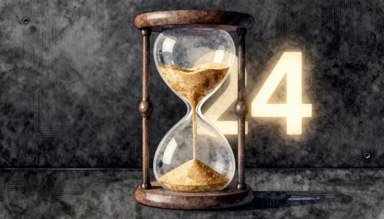 Watercolor style. A stylized 3D hourglass where sand turns i...