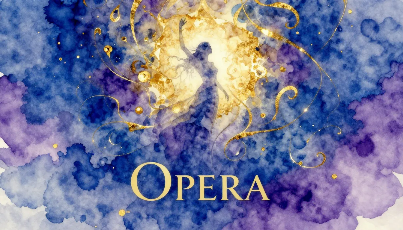 Vibrant watercolor style. Opera album cover. Abstract, ether...