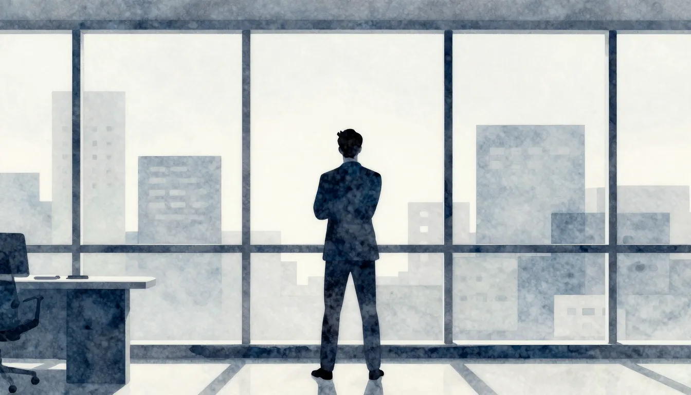 Watercolor style. A stylized silhouette of a professional pe...