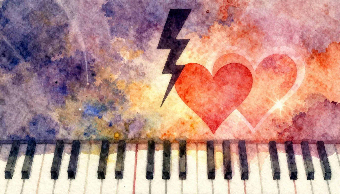 Vibrant watercolor style. Classical music album cover, abstr...