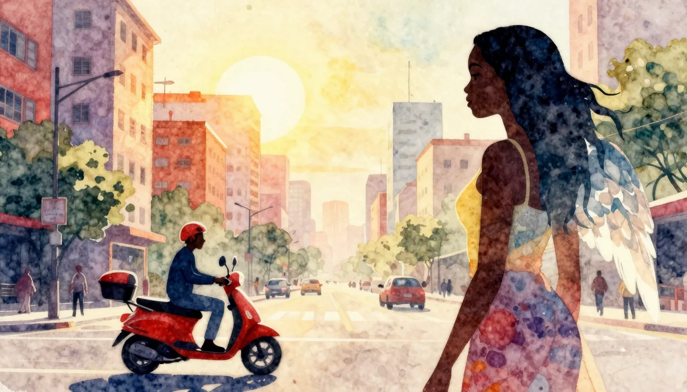 Vibrant watercolor style. Reggae album cover: vibrant city m...