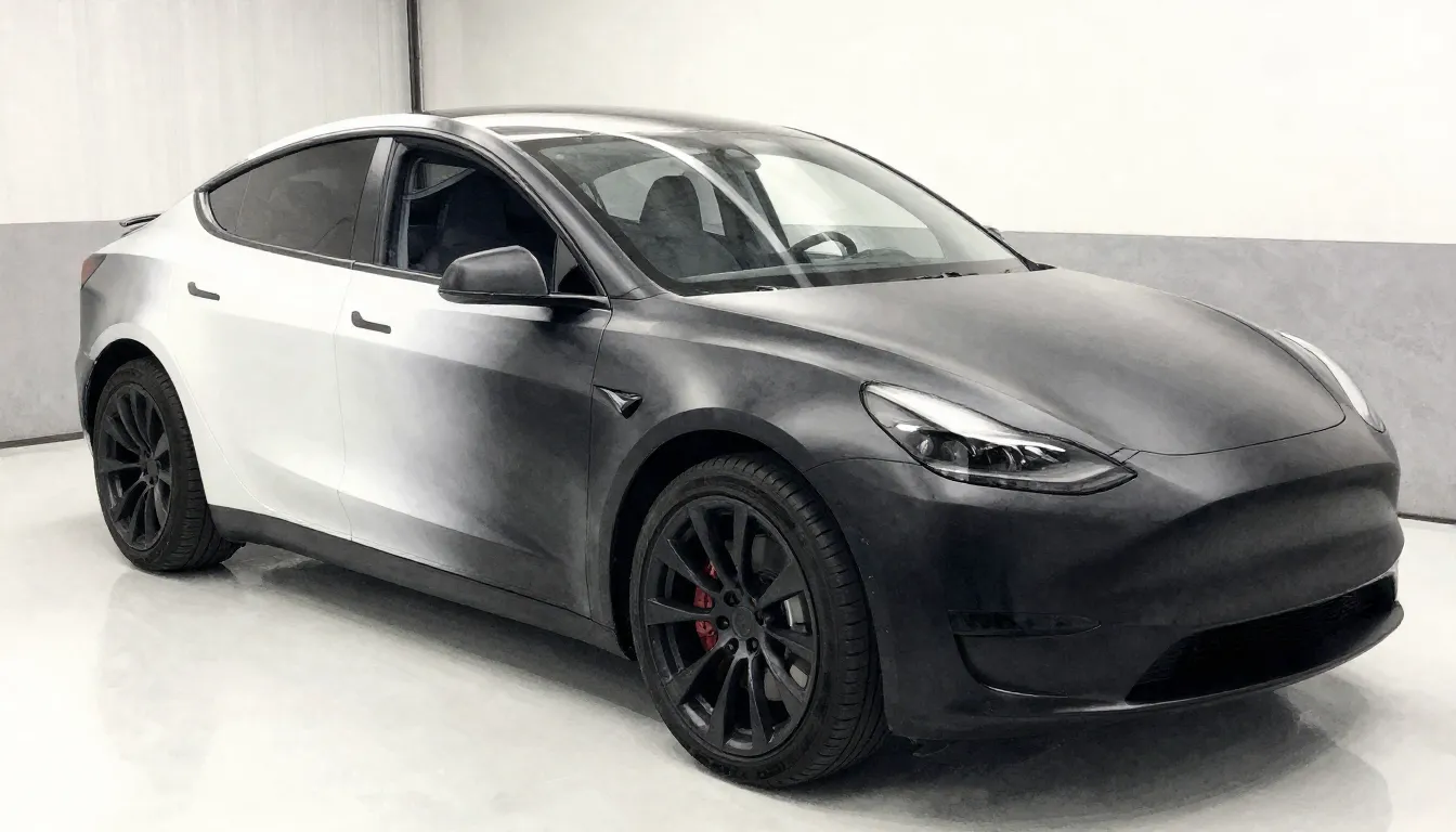 Watercolor style. Sleek modern car body being spray-painted ...