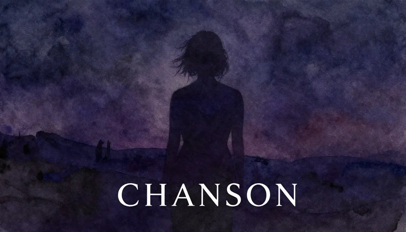 Vibrant watercolor style. Chanson album cover, melancholic, ...