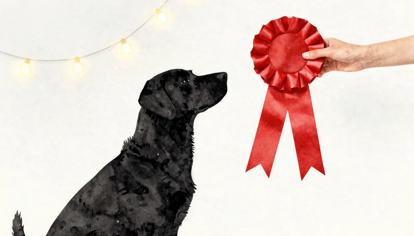 Watercolor style. A silhouette of a dog and a person's hand ...
