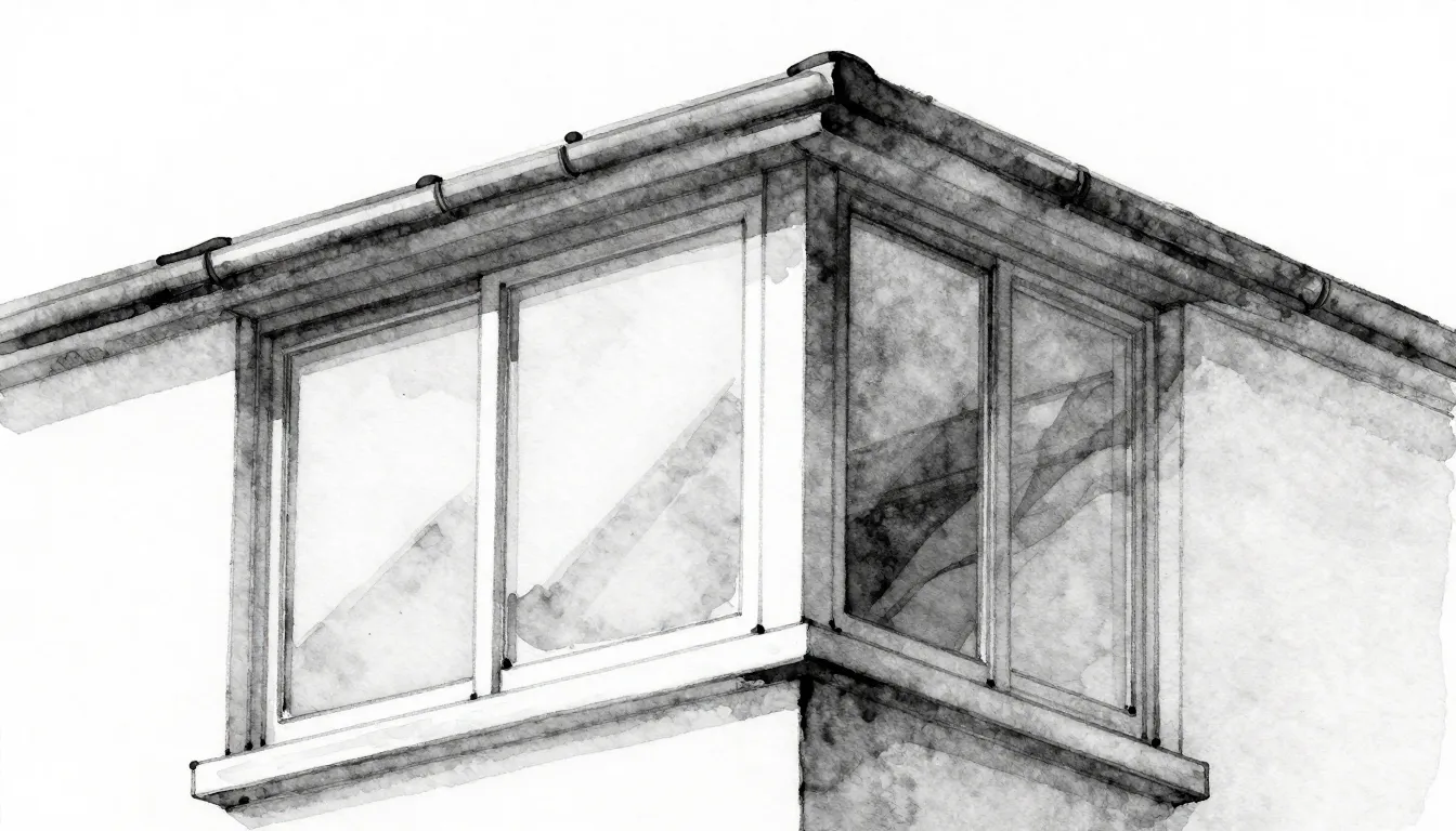 Watercolor style. Monochrome illustration of a building corn...