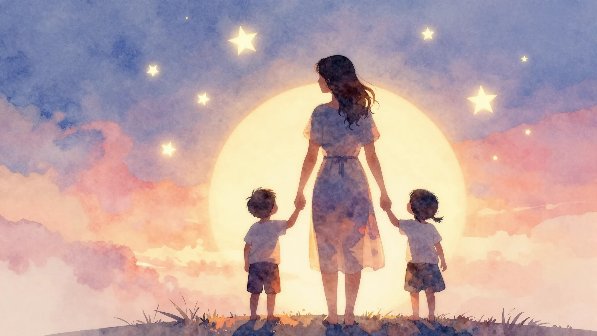 Vibrant watercolor style. Ballad album cover: warm, soft lig...