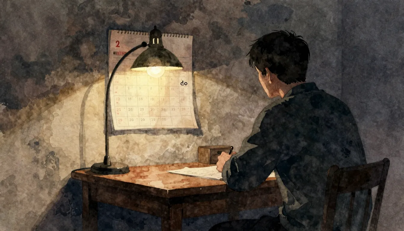 Watercolor style. A silhouette of a man sitting at a wooden ...