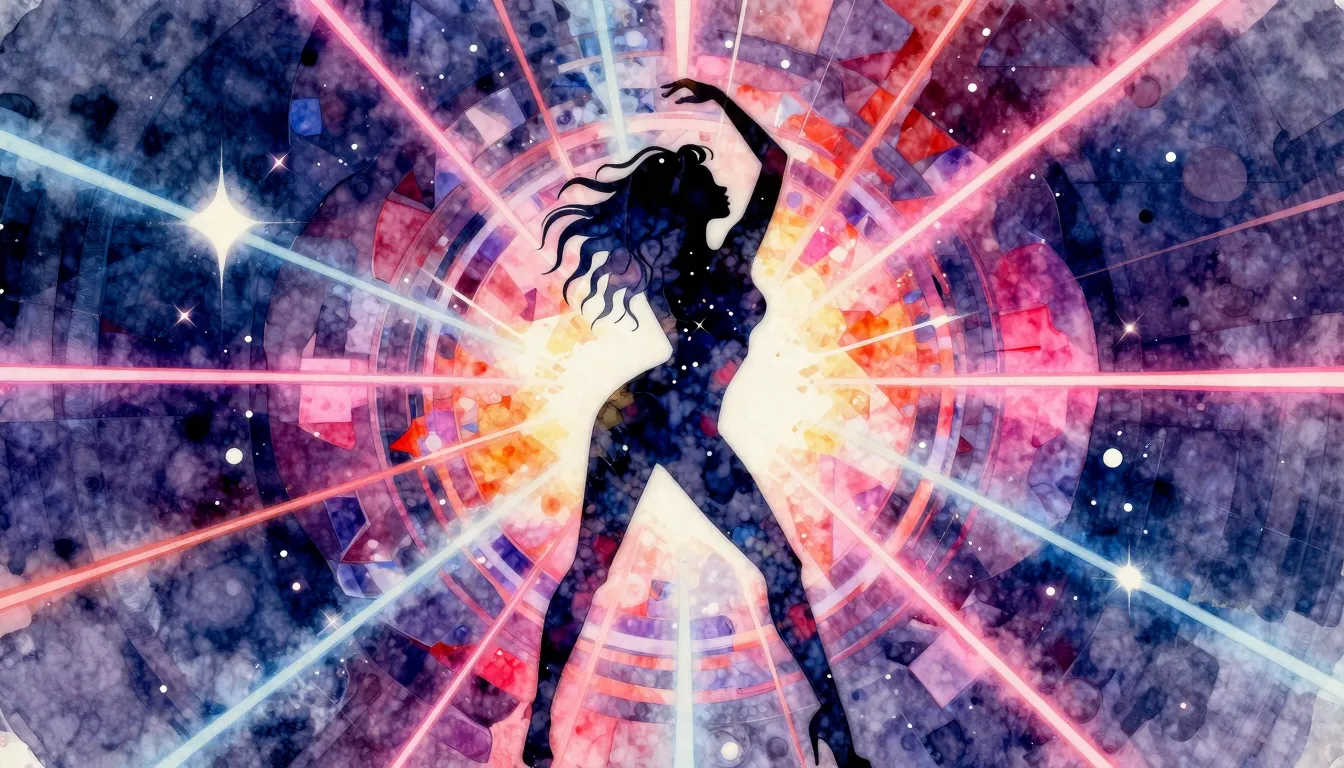 Vibrant watercolor style. Disco album cover, vibrant, energe...