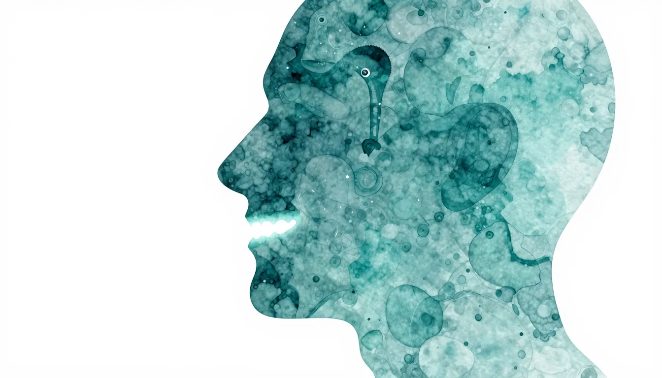 Watercolor style. Abstract silhouette of a smiling profile, ...