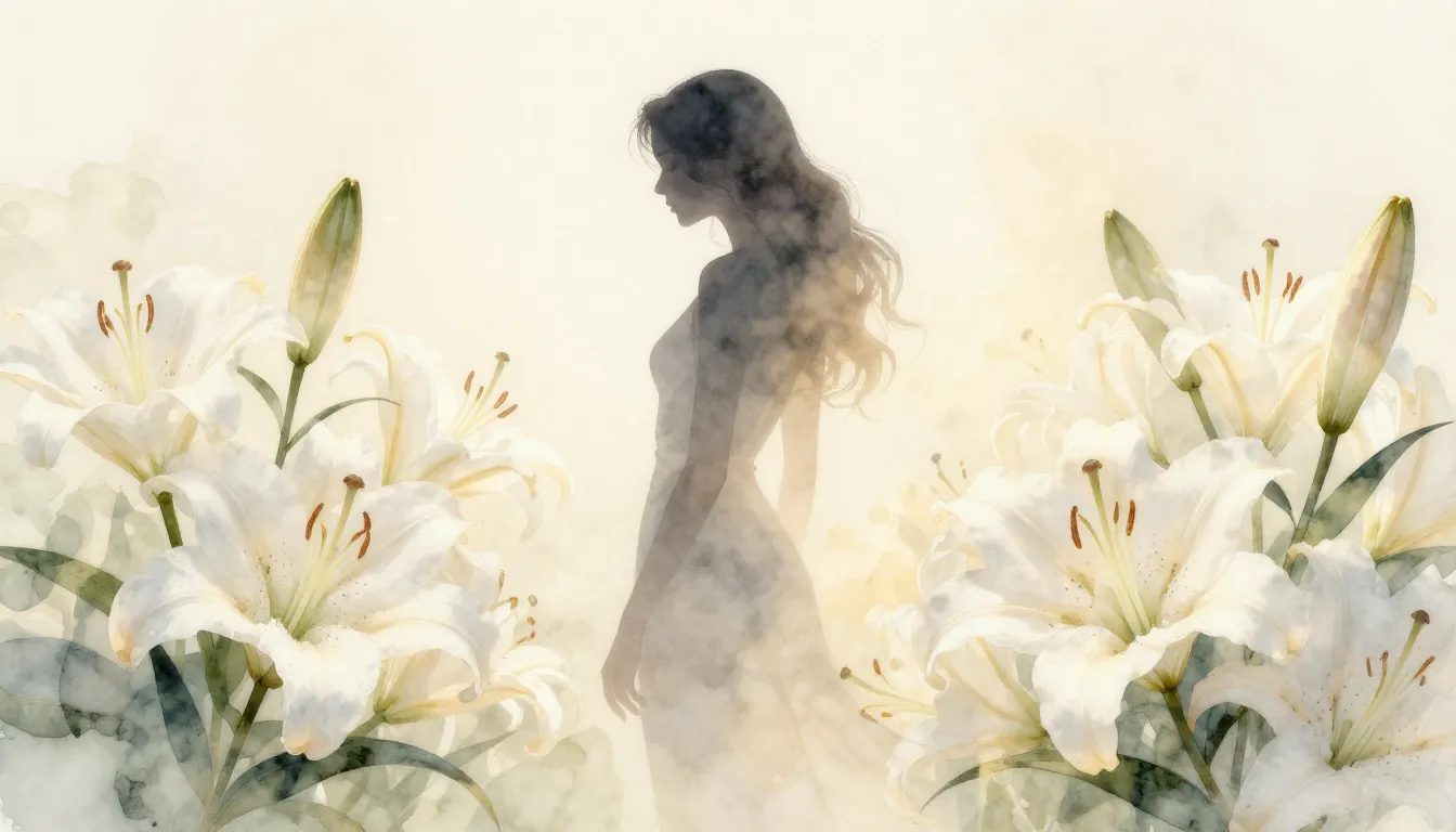 Watercolor style. Elegant silhouette of a woman standing ami...