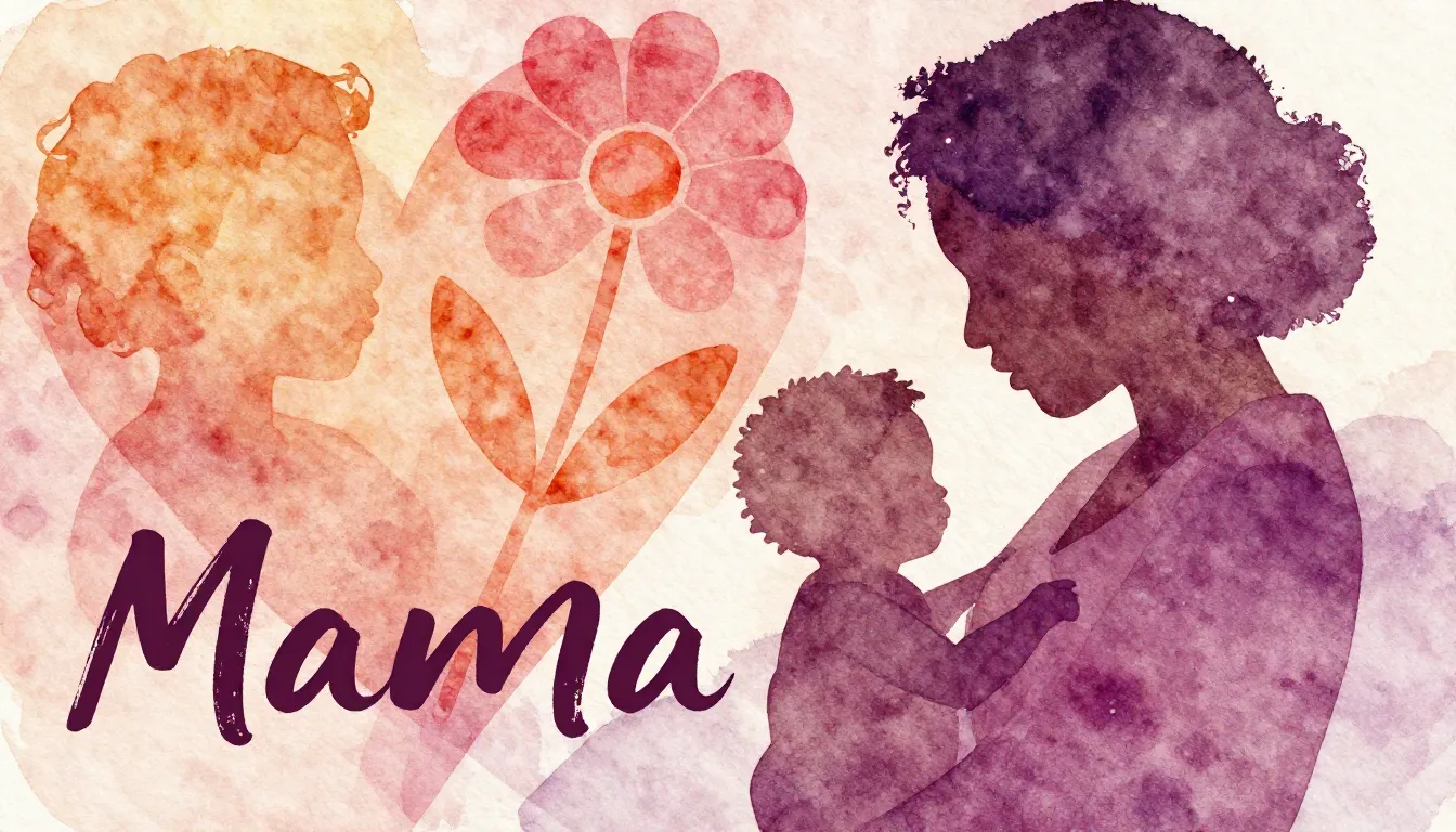 Vibrant watercolor style. Hip-hop album cover: "Mama" song. ...