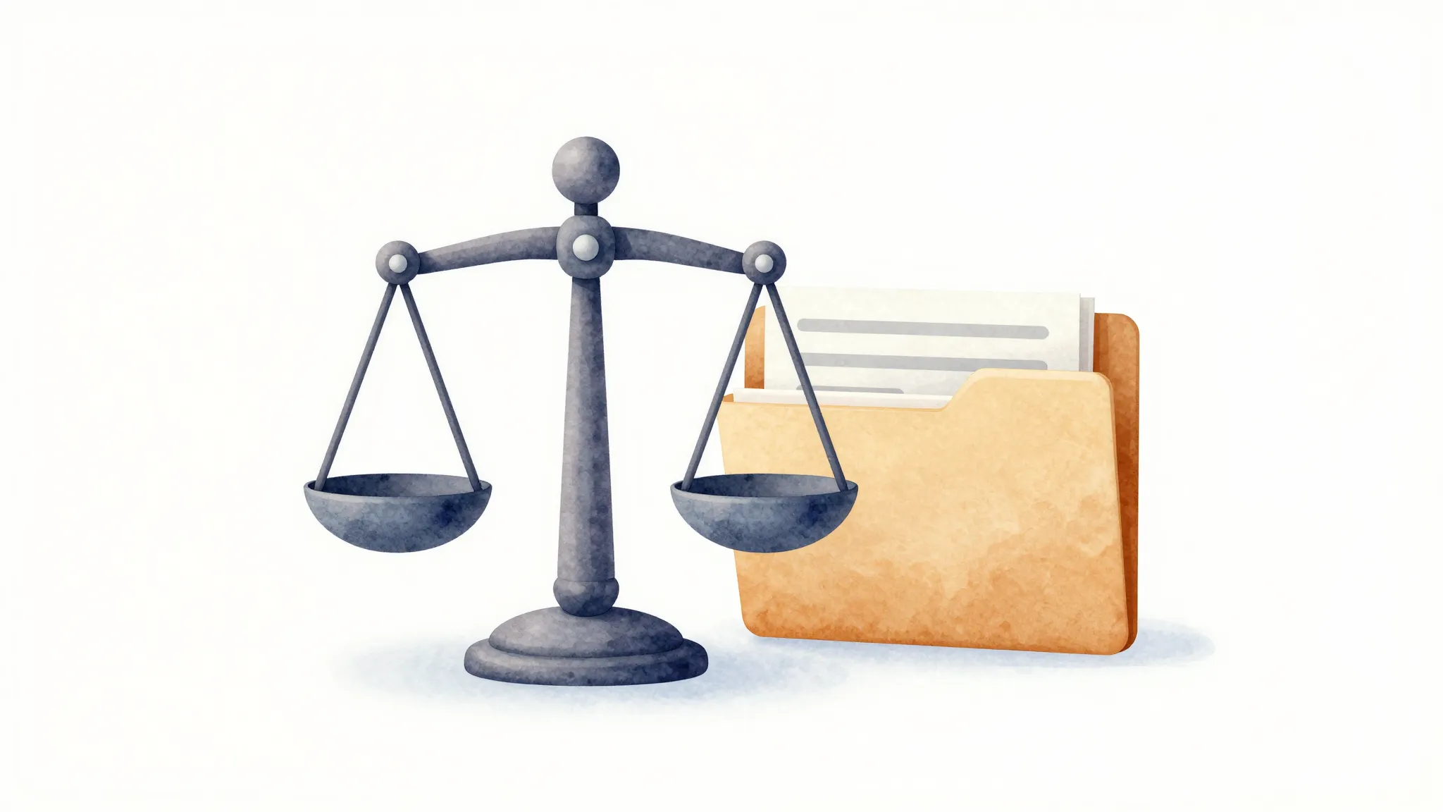 Watercolor style. Minimalist 3D icon of a balanced scale and...