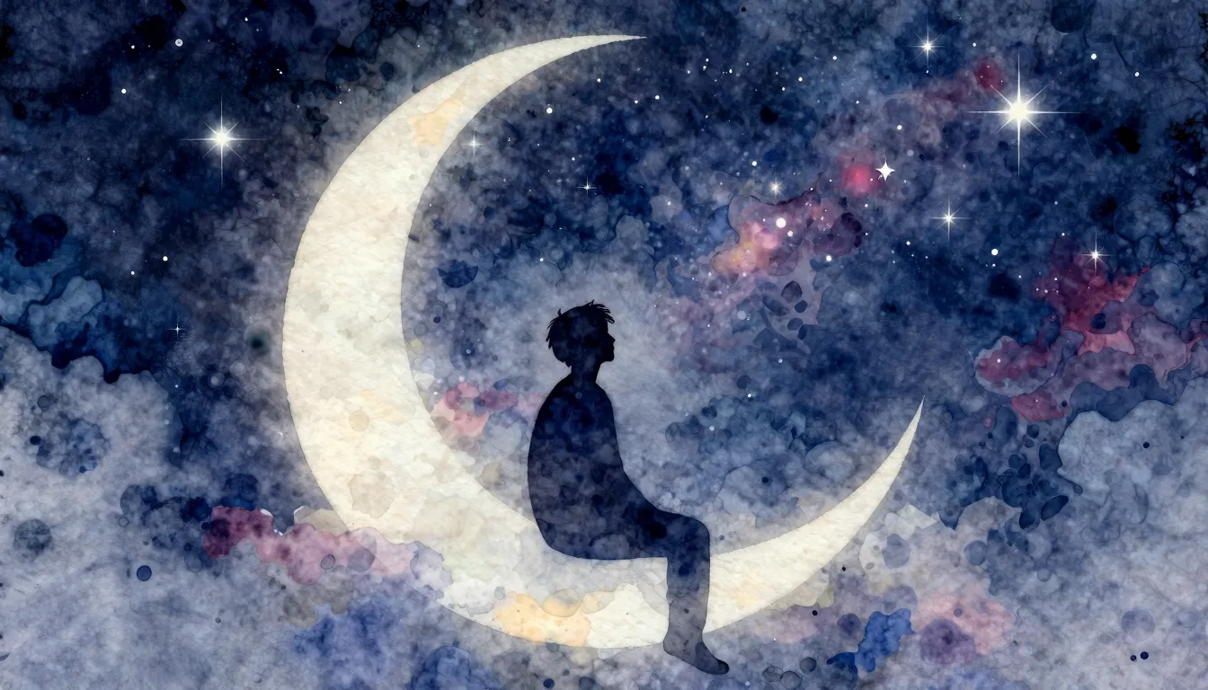Watercolor style. Abstract silhouette of a person sitting on...