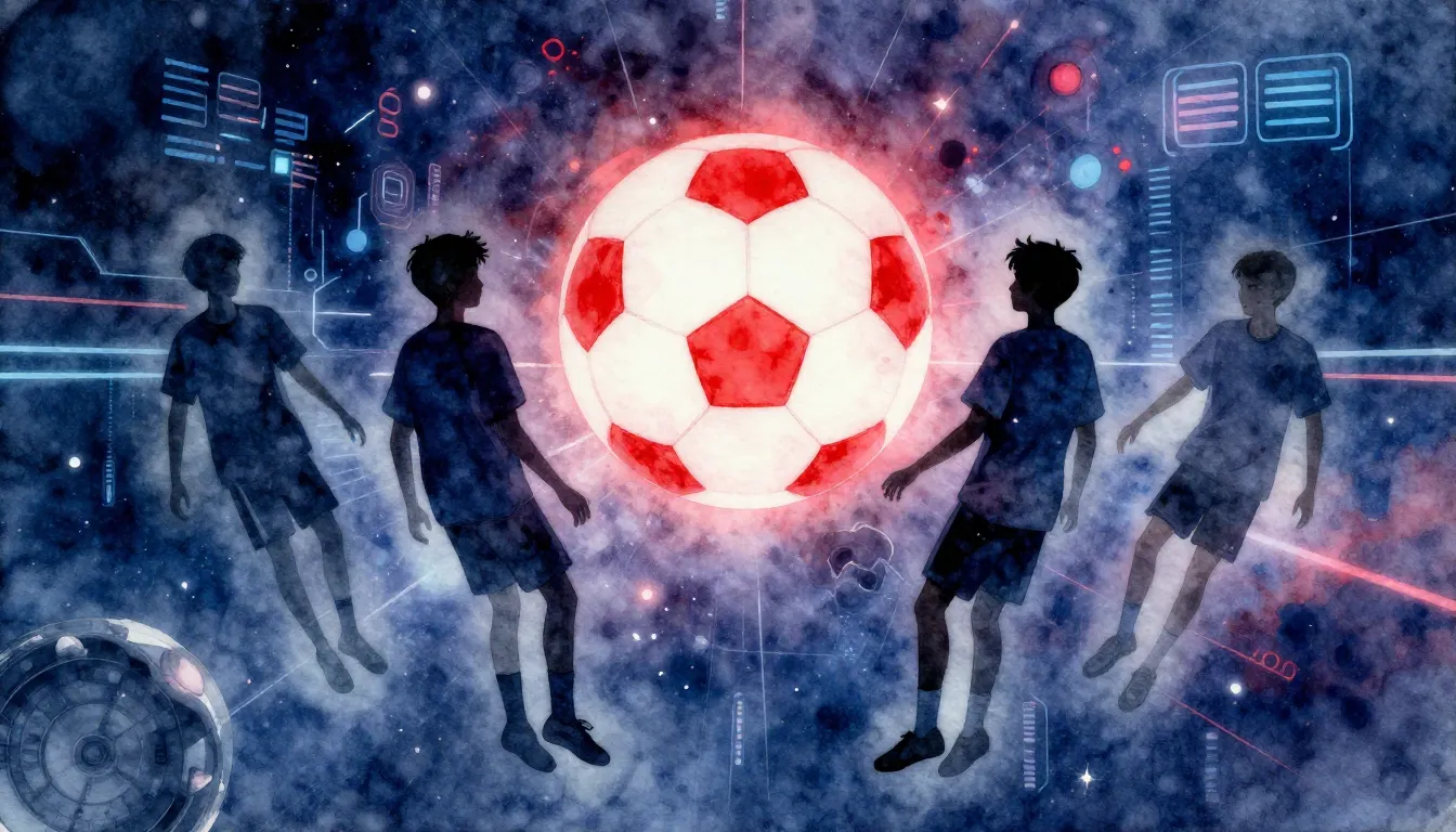 Watercolor style. Silhouettes of teenage boys floating in a ...