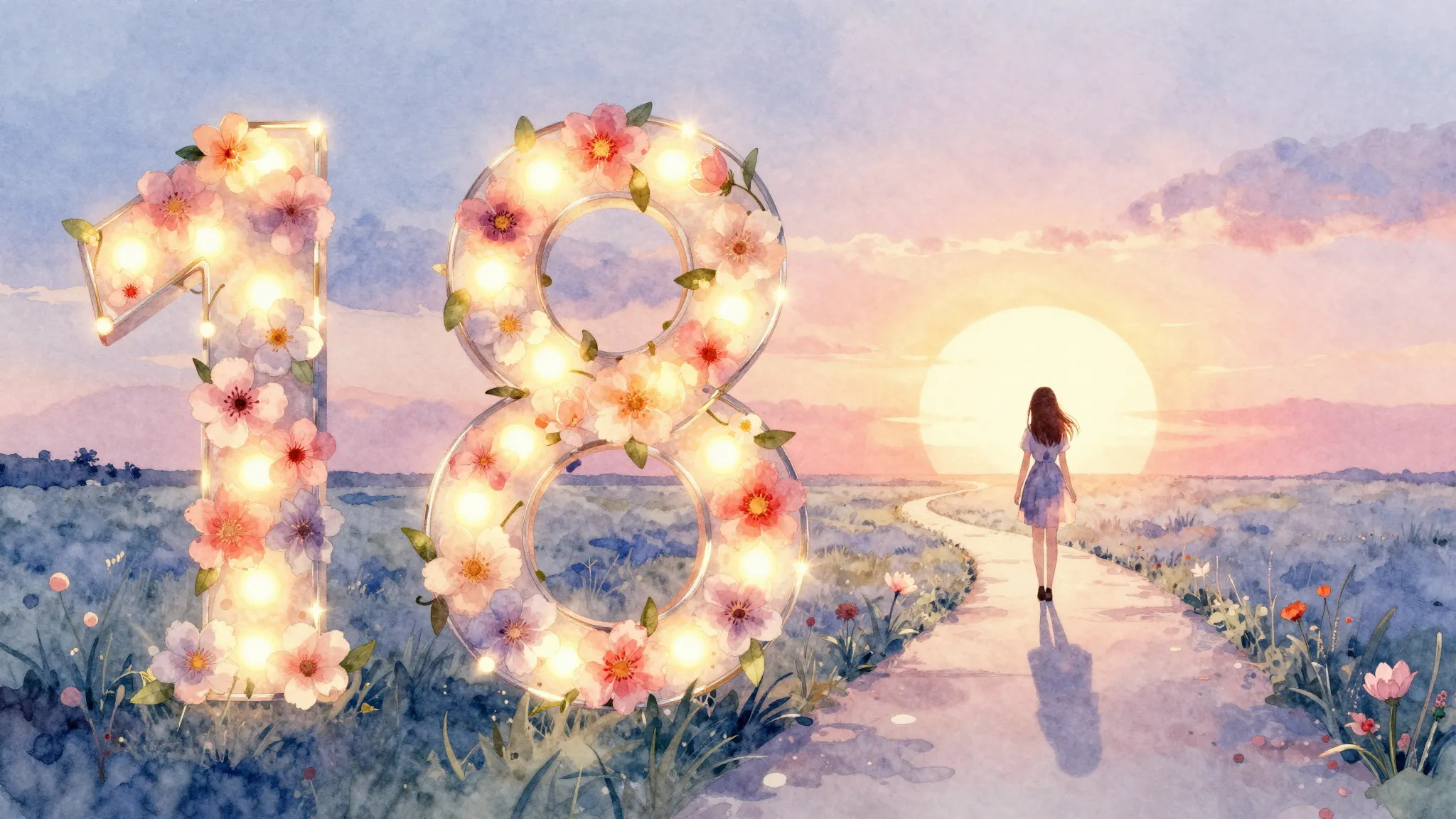 Watercolor style. Artistic composition with a large number 1...