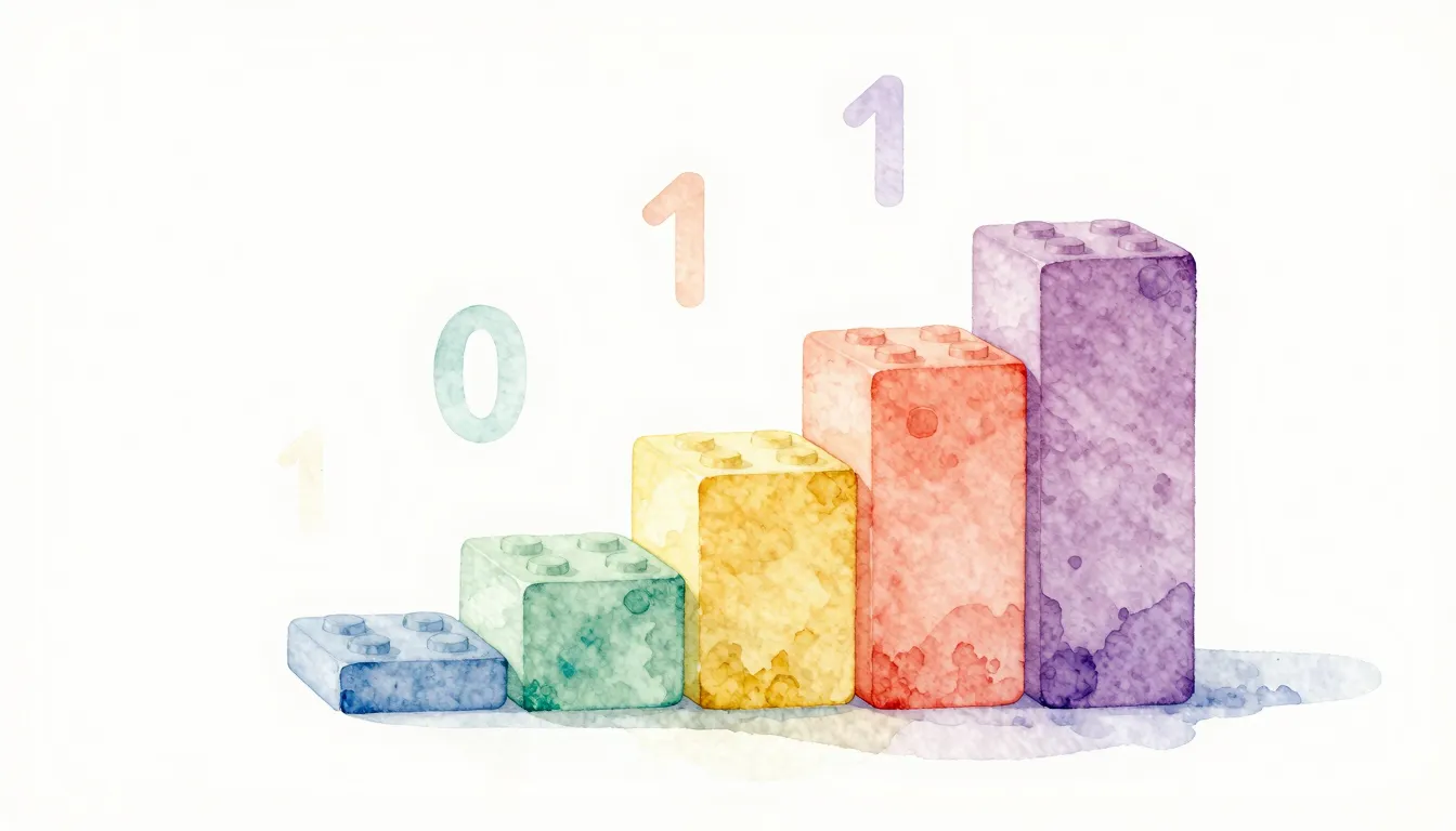 Watercolor style. Minimalist composition of colorful 3D buil...