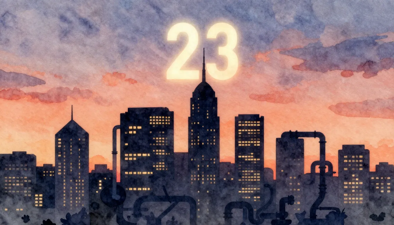 Watercolor style. A silhouette of a modern city skyline at s...