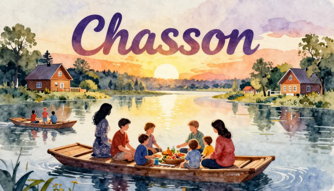 Vibrant watercolor style. Chanson album cover: cozy family g...