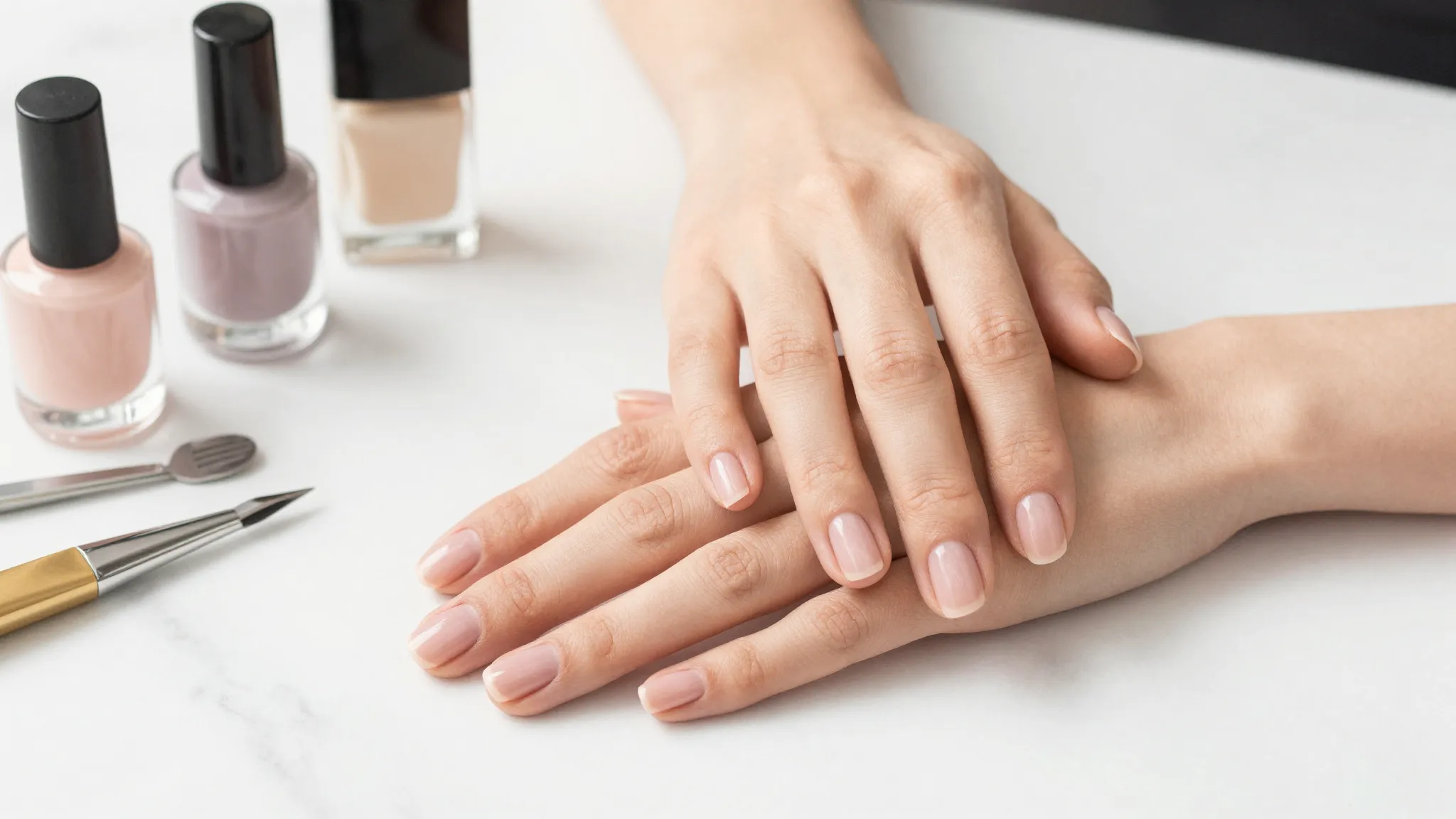 Watercolor style. Close-up of elegant hands with a fresh min...