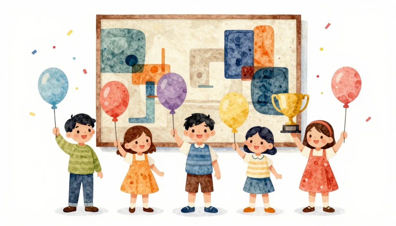 Watercolor style. Silhouettes of happy children holding ball...