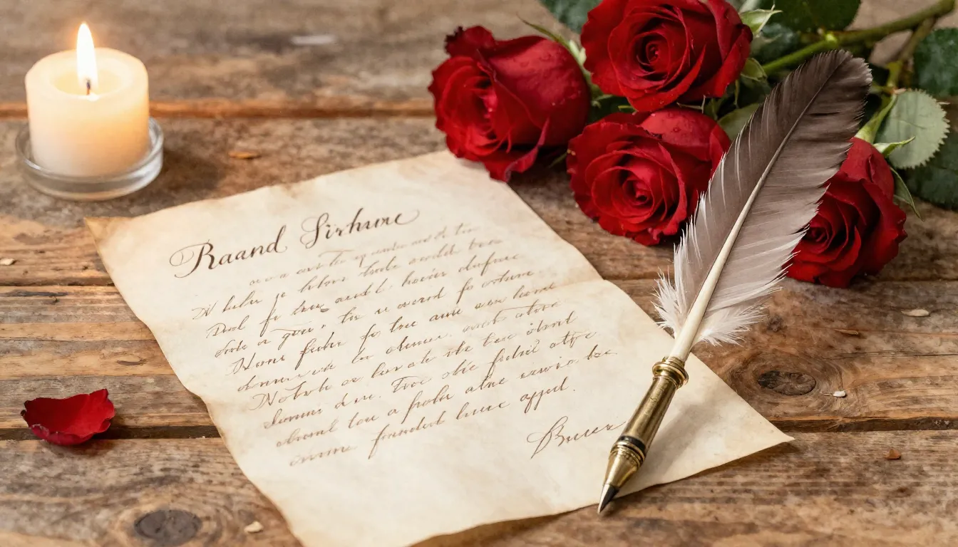 Watercolor style. A vintage quill pen, an open letter with e...