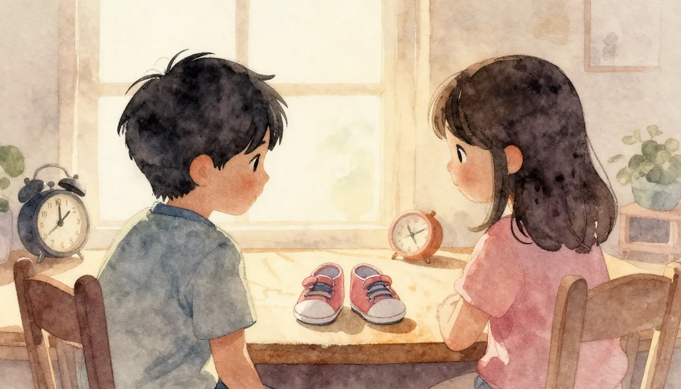 Watercolor style. A cozy interior with a silhouette of two p...