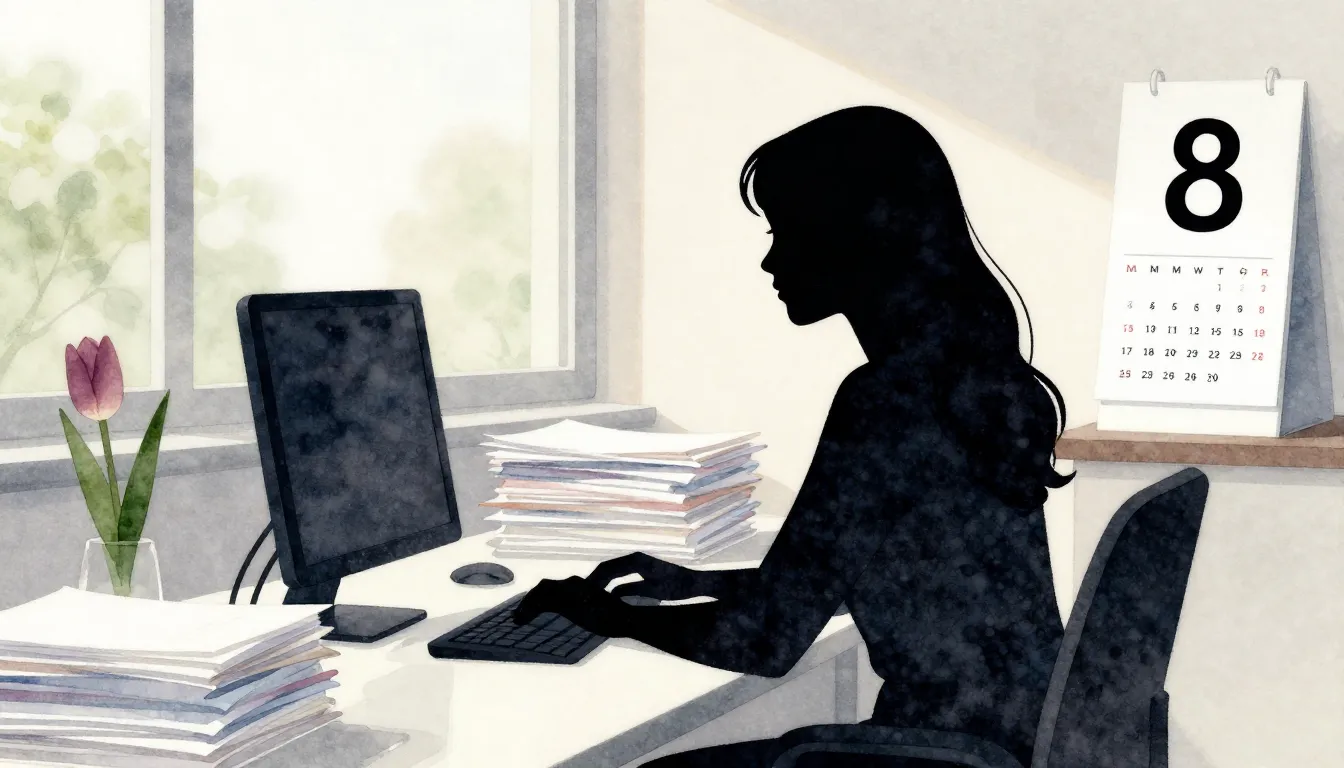 Watercolor style. Silhouette of a dark-haired woman in a mod...