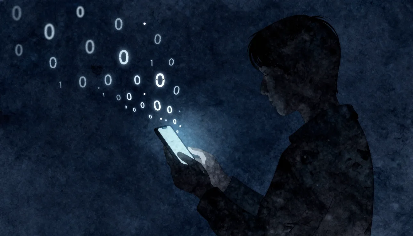 Watercolor style. A dark silhouette of a person holding a gl...