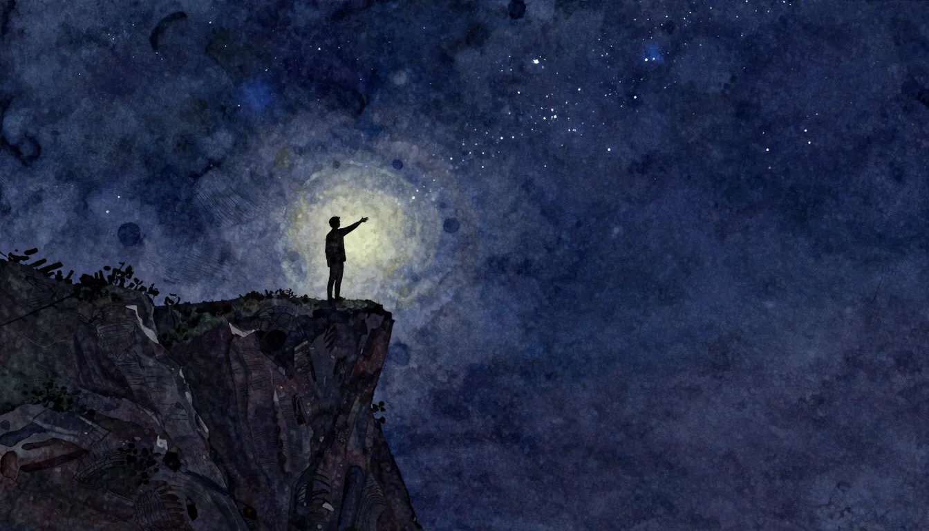 Vibrant watercolor style. Rock album cover: silhouette of a ...